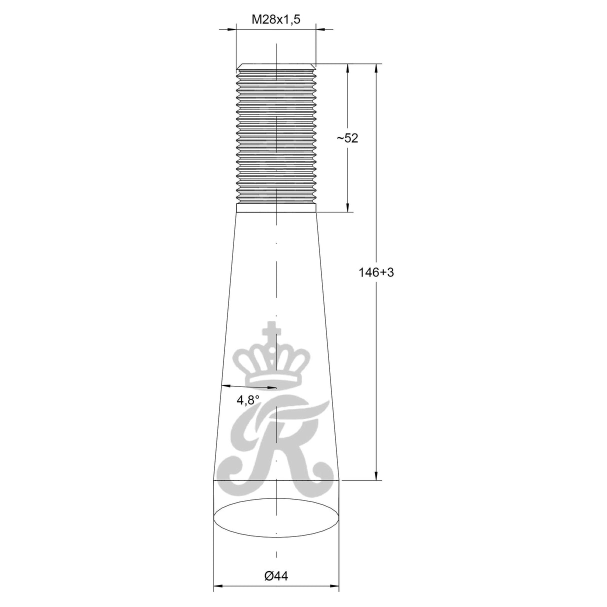 Loader Tine - Straight 915mm, Thread size: M28 x 1.50 (Square)
 - S.135882 - Farming Parts