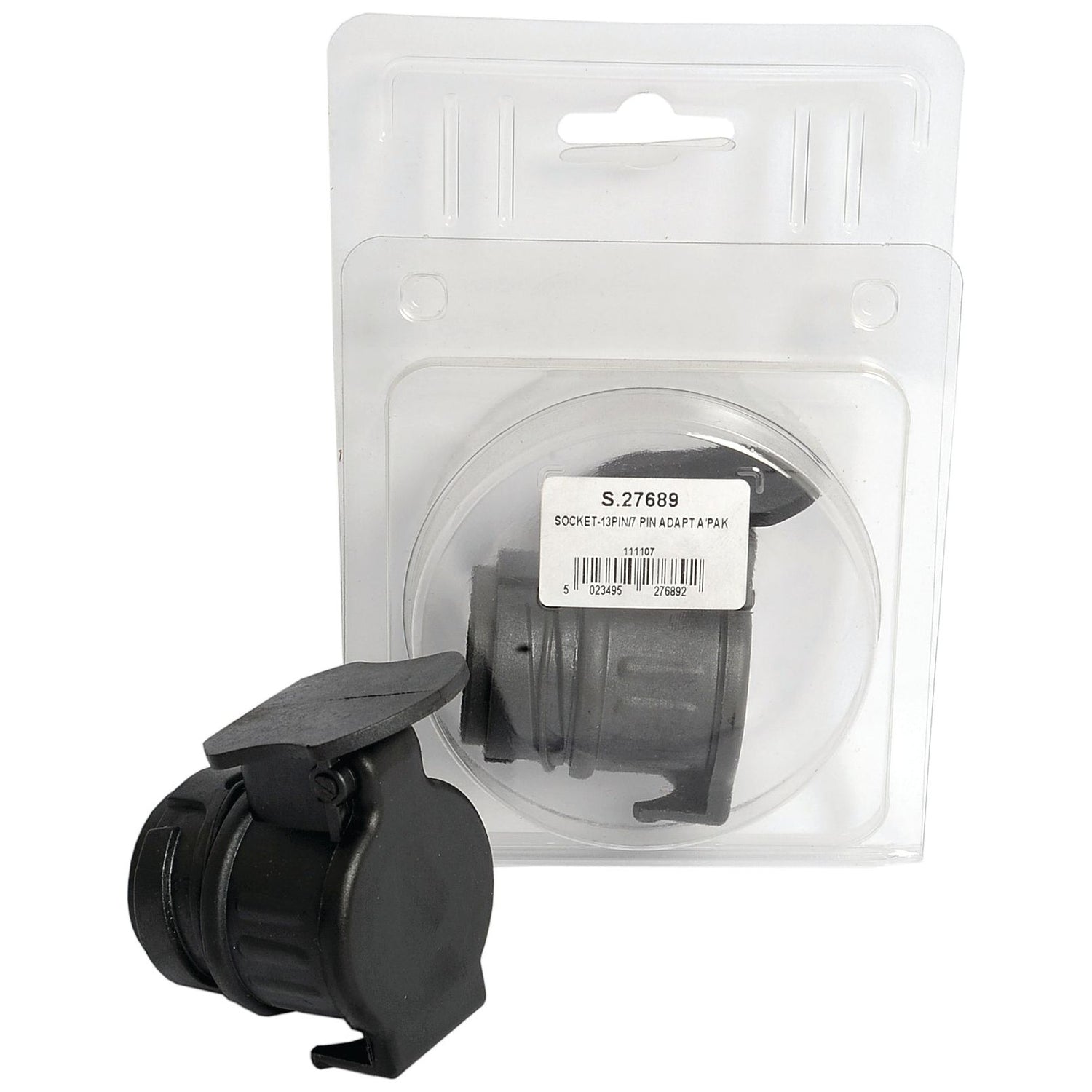 A 13 Pin to 7 Pin Conversion Socket in plastic packaging labeled "S.27689" by Sparex.