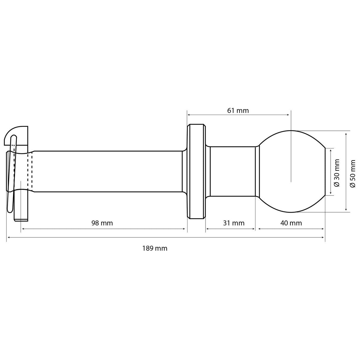 Ball Hitch Pin, Kg (Long)
 - S.140563 - Farming Parts