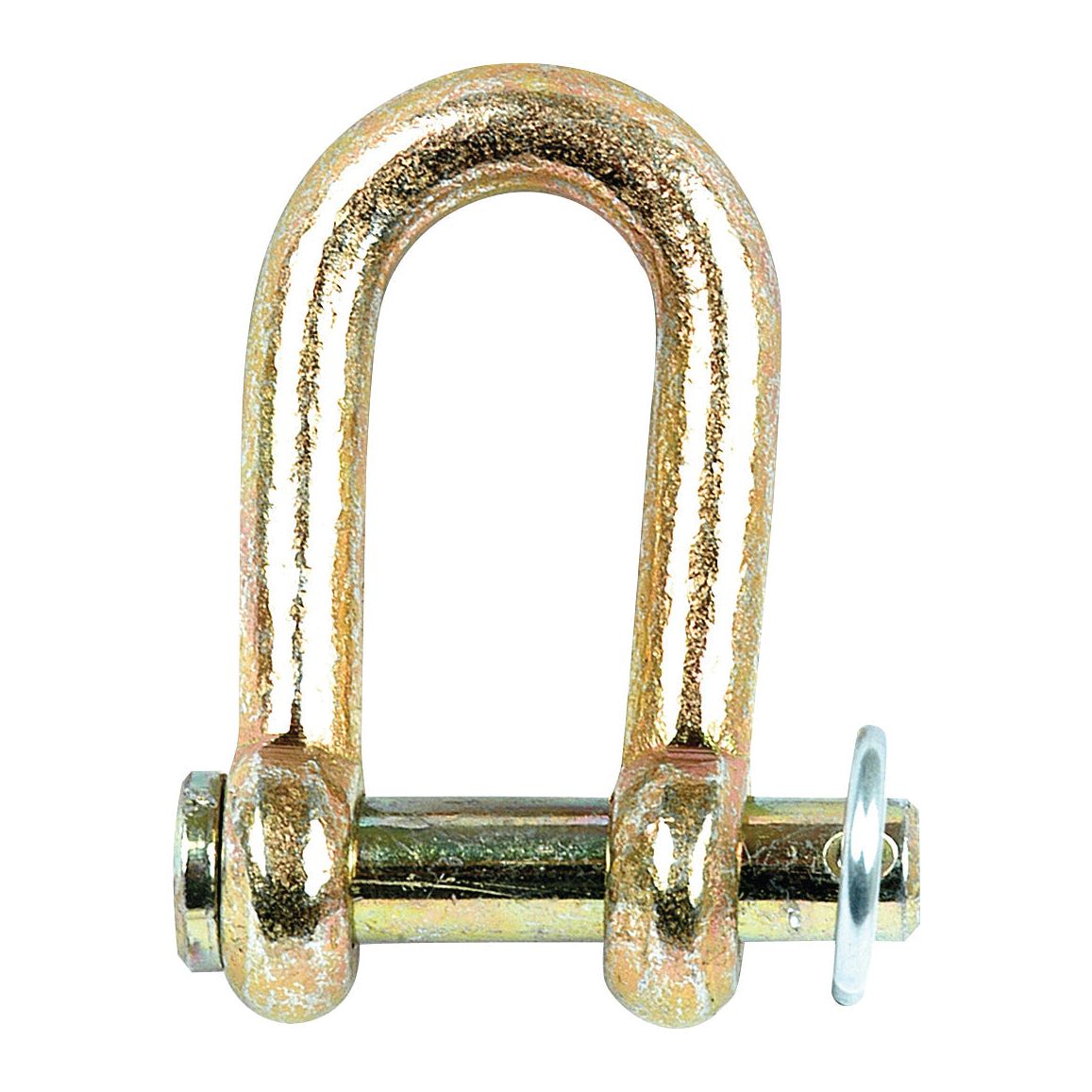 A Sparex D Shackle, Pin Ø8mm, Jaw Width: 13mm - S.1415 is a metal D-ring shackle with a pin, suitable for rigging and lifting applications.
