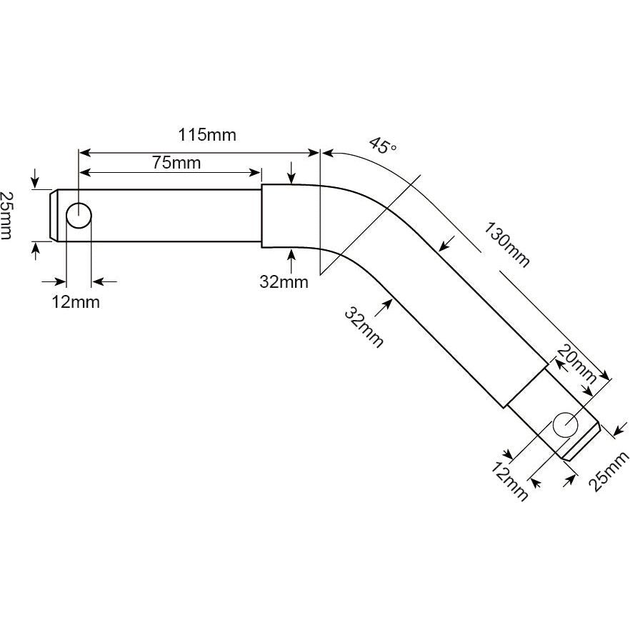 Top Link Pin - Cranked 19mm  Cat.1/2
 - S.14410 - Farming Parts
