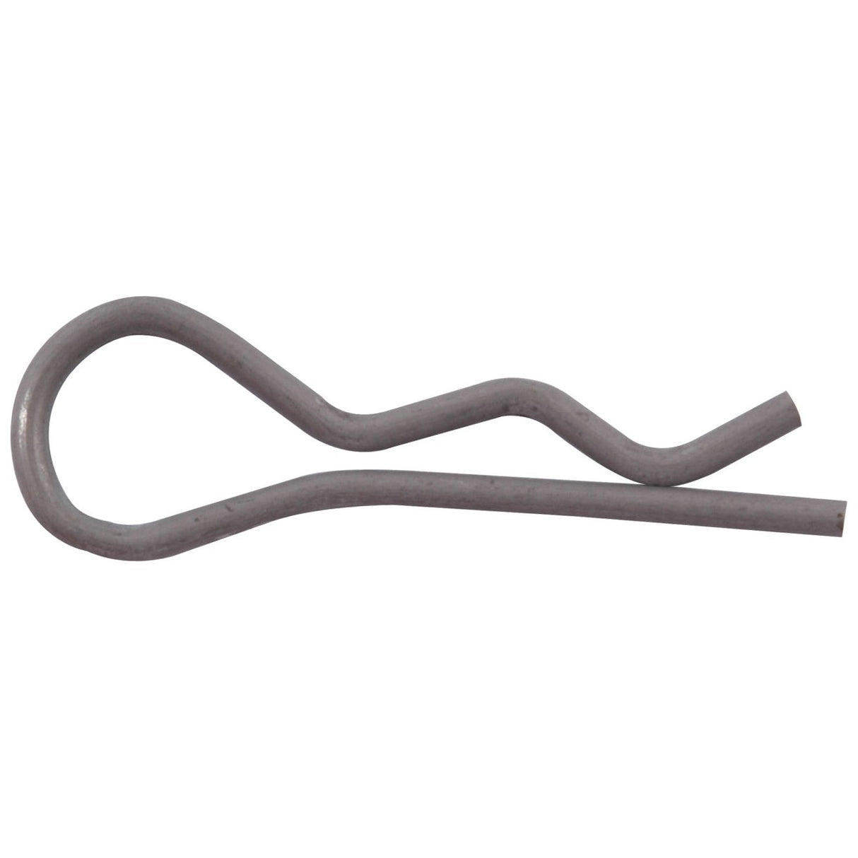 The Grip Clip - Single Wound from Sparex, measuring Ø4mm x 76mm (Part No. S.14975), is a stainless steel cotter pin featuring a looped end and bent middle section, ideal for fastening or securing parts in various applications requiring a pin with diameters ranging from 12-22mm.