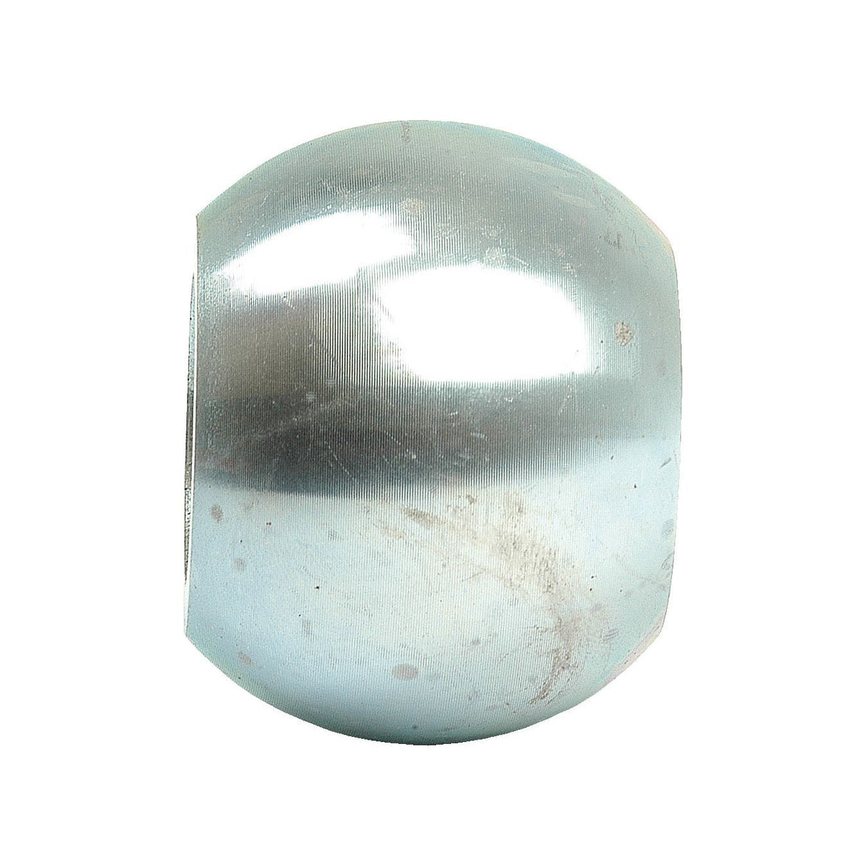 A shiny, rounded metal object with a small flat section on the side, marked S.15353 and belonging to the Sparex brand as a Lower Link Ball (Cat. 1/1), displays some surface imperfections and scratches.