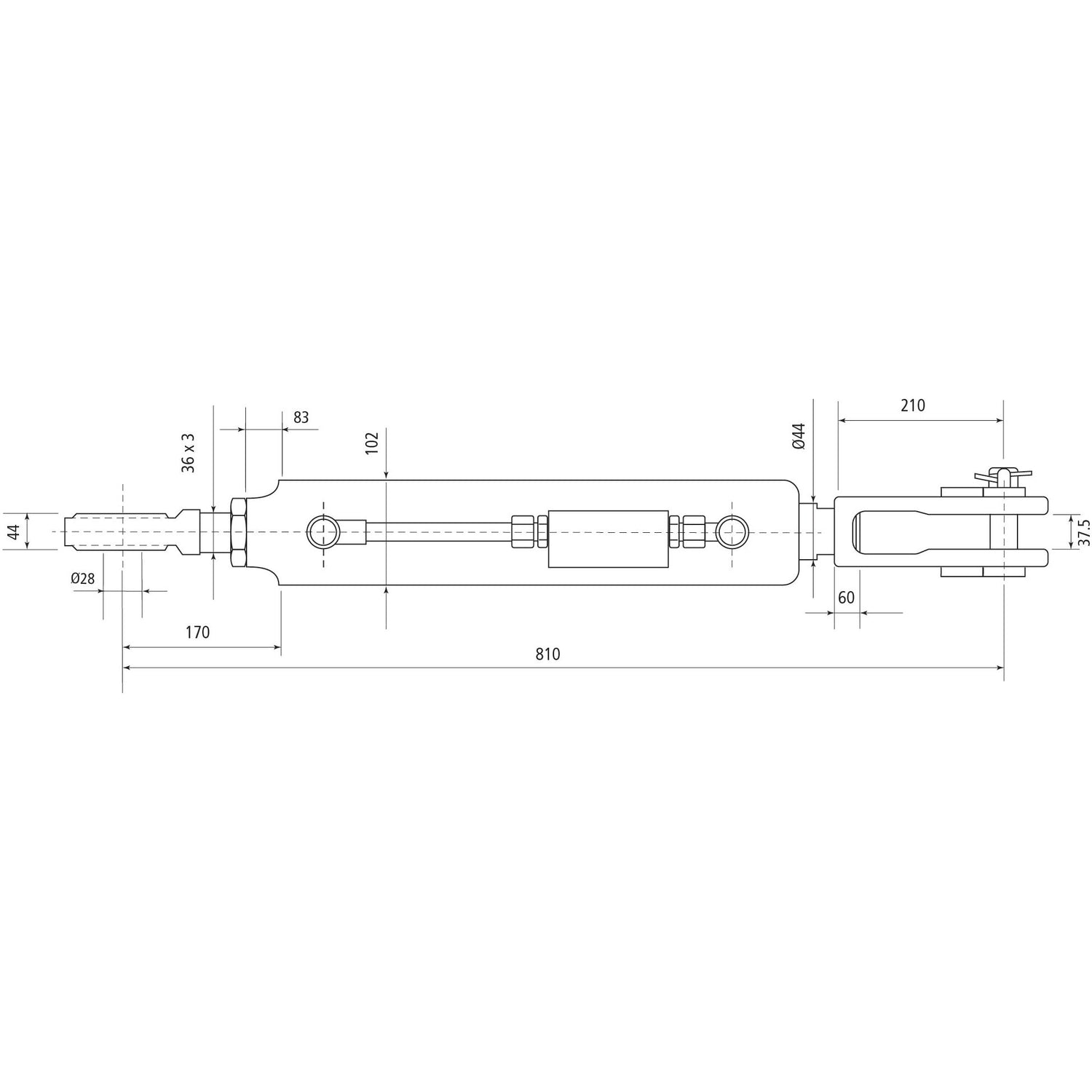 Hydraulic Levelling Box (Supplied with: Hoses), Min. Length: 810mm, Cylinder Bore: 90mm.
 - S.153739 - Farming Parts