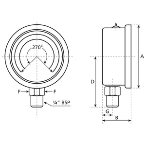 Hydraulic Pressure Gauge⌀63mm (0-250 Bar)
 - S.153759 - Farming Parts