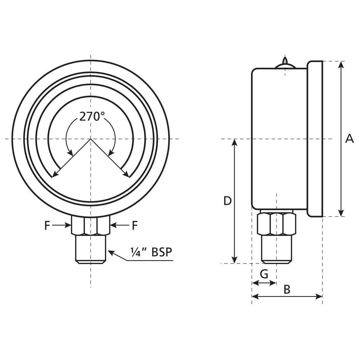 Hydraulic Pressure Gauge⌀63mm (0-600 Bar)
 - S.154020 - Farming Parts