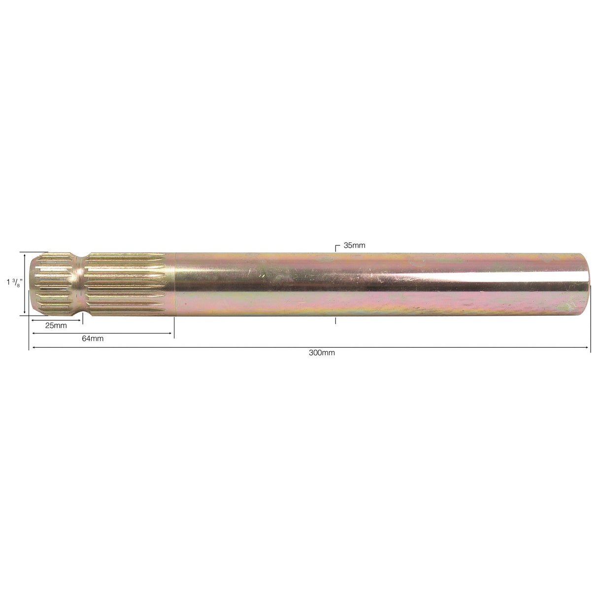 PTO Splined Shaft - One End - 1 3/8'' - 21 Spline, Length: 300mm
 - S.15945 - Farming Parts