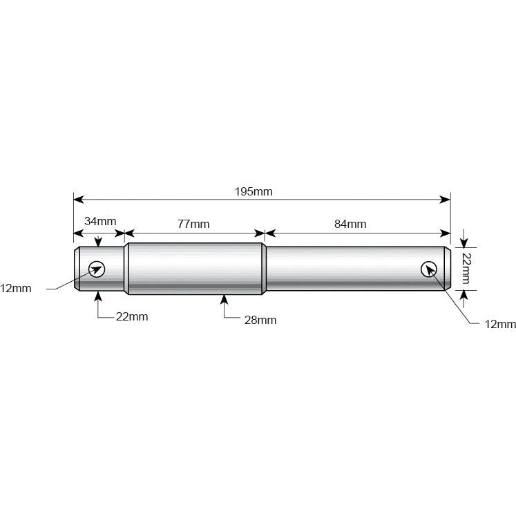 Lower link implement pin dual 22 - 28x195mm, Thread size  xmm Thread size 1/2
 - S.16338 - Farming Parts