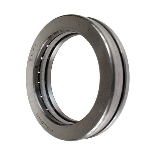 Close-up of the Bearing Thrust 51206 - S.18296 by Sparex with a silver finish and visible grooves, used for supporting axial loads in mechanical systems. This thrust ball bearing is similar to Bearings Reference 51206 and is ideal for various applications.