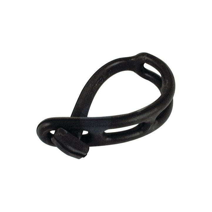 The Sparex Strap Rubber Tensioner 280mm with 4 loops (S.18974), a black plastic hook with a latch mechanism, is ideal for securing or fastening objects and features exceptional elasticity for reliable performance.