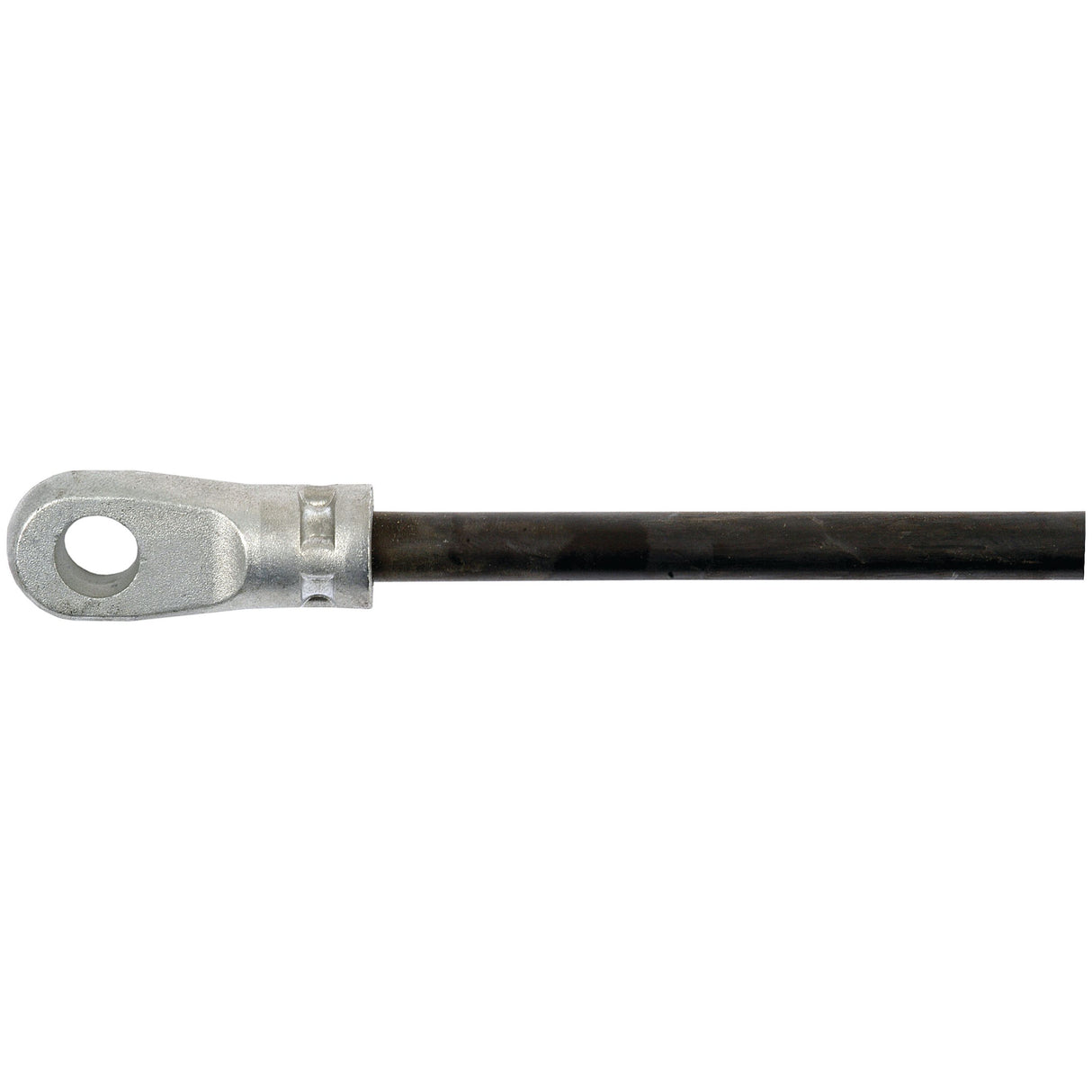 The Sparex Gas Strut (S.19450), measuring a total length of 500mm, features a metal rod with a cylindrical body and a flat, rounded end equipped with precision-engineered end fittings that include a hole.