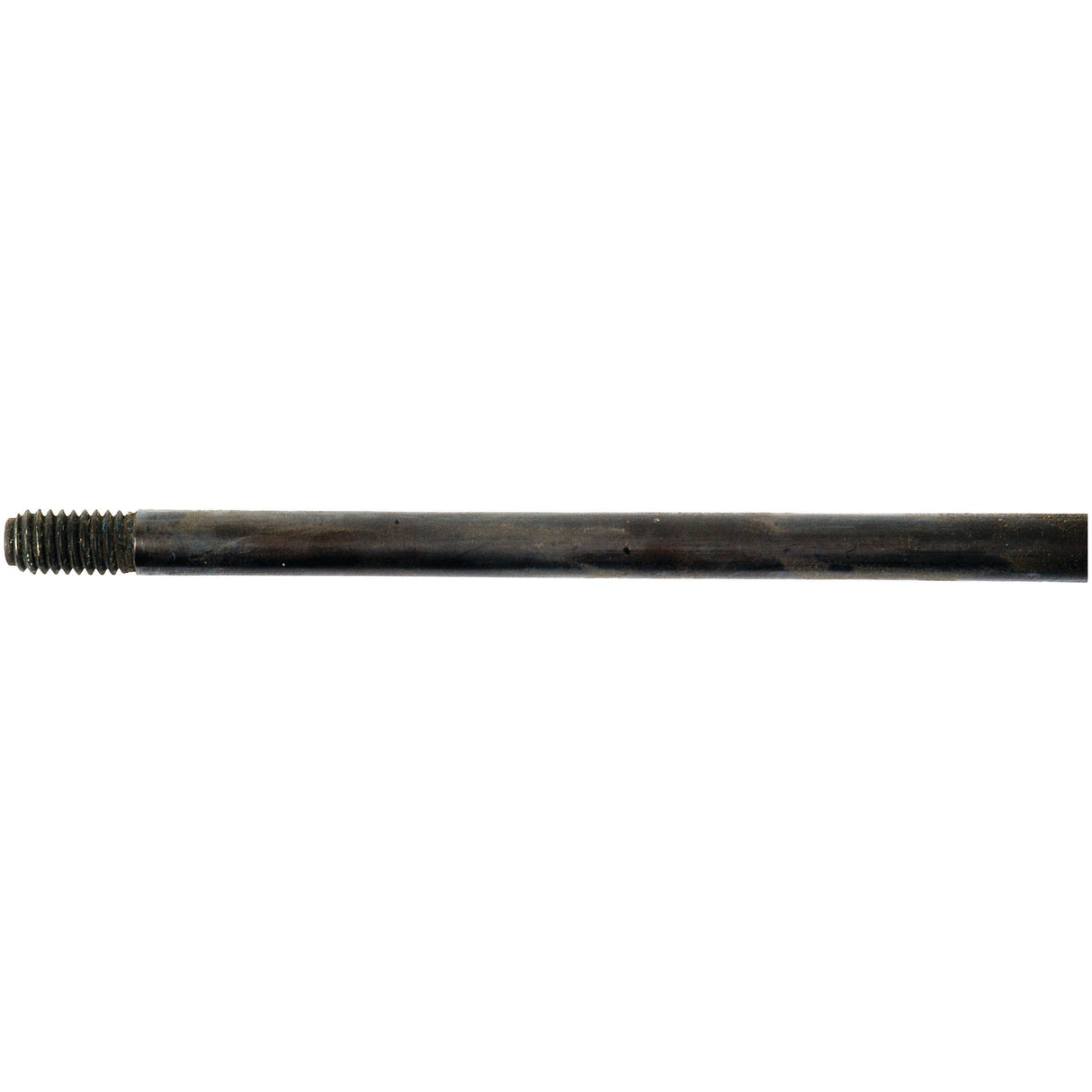 A close-up of a Sparex Gas Strut, Total length: 230mm - S.19795, with a threaded end on the left side. The gas strut is dark in color and appears to have a smooth surface.