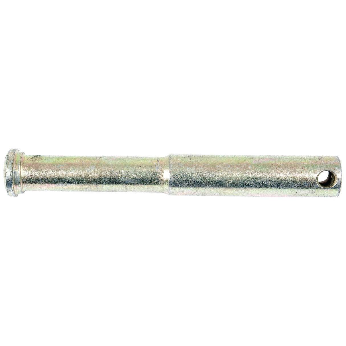 A metallic cylindrical replacement pin with a hole near one end, perfect for use as Sparex part S.2062.
