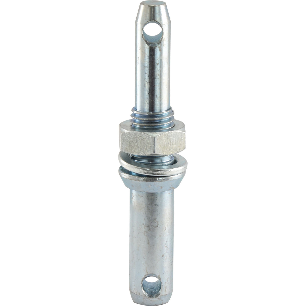 A Sparex Lower Link Implement Pin Dual 22-28x197mm, featuring two threaded sections with a thread size of 7/8x38mm (Cat. 1/2) and two hexagonal nuts, part number S.206.