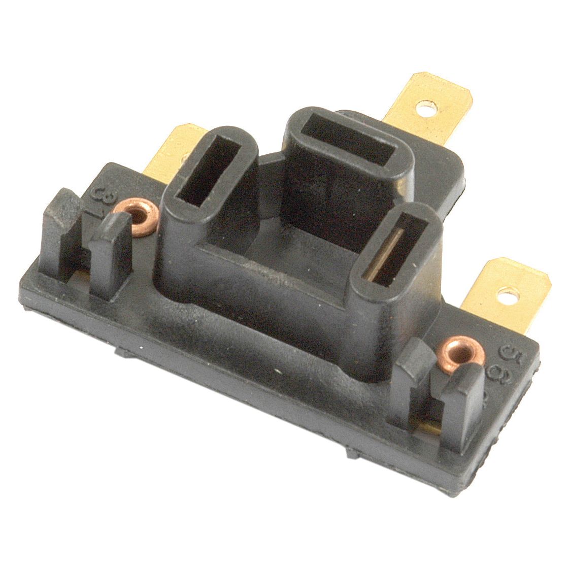 A Sparex HEAD LAMP BULB CONNECTOR (Sparex Part No. S.21357) in black, featuring two gold-colored prongs and multiple ports, is displayed on a white background.