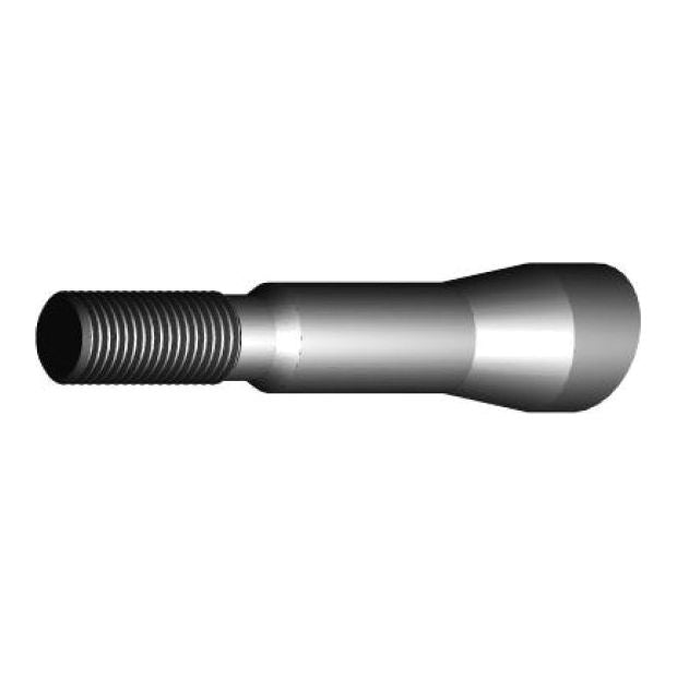 A 3D rendering of the Loader Tine - Straight 1,300mm, (Star) - S.21534 by Sparex, featuring a metallic body with a threaded end and a smooth, slightly tapered design engineered for maximum torque.