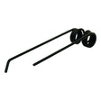 A black metal torsion spring with two coils and two extended arms, one of which is bent at the end, designed as a Primary OE Reference compatible with Lely ROTONDE models. Officially titled as Tedder haytine - LH with dimensions of 365mm in length, 90mm in width, and an Ø8mm diameter, it's available under Sparex Part No. S.22836 as a replacement fitting for Lely's part number 4.1023.0457.0 by the brand Sparex.