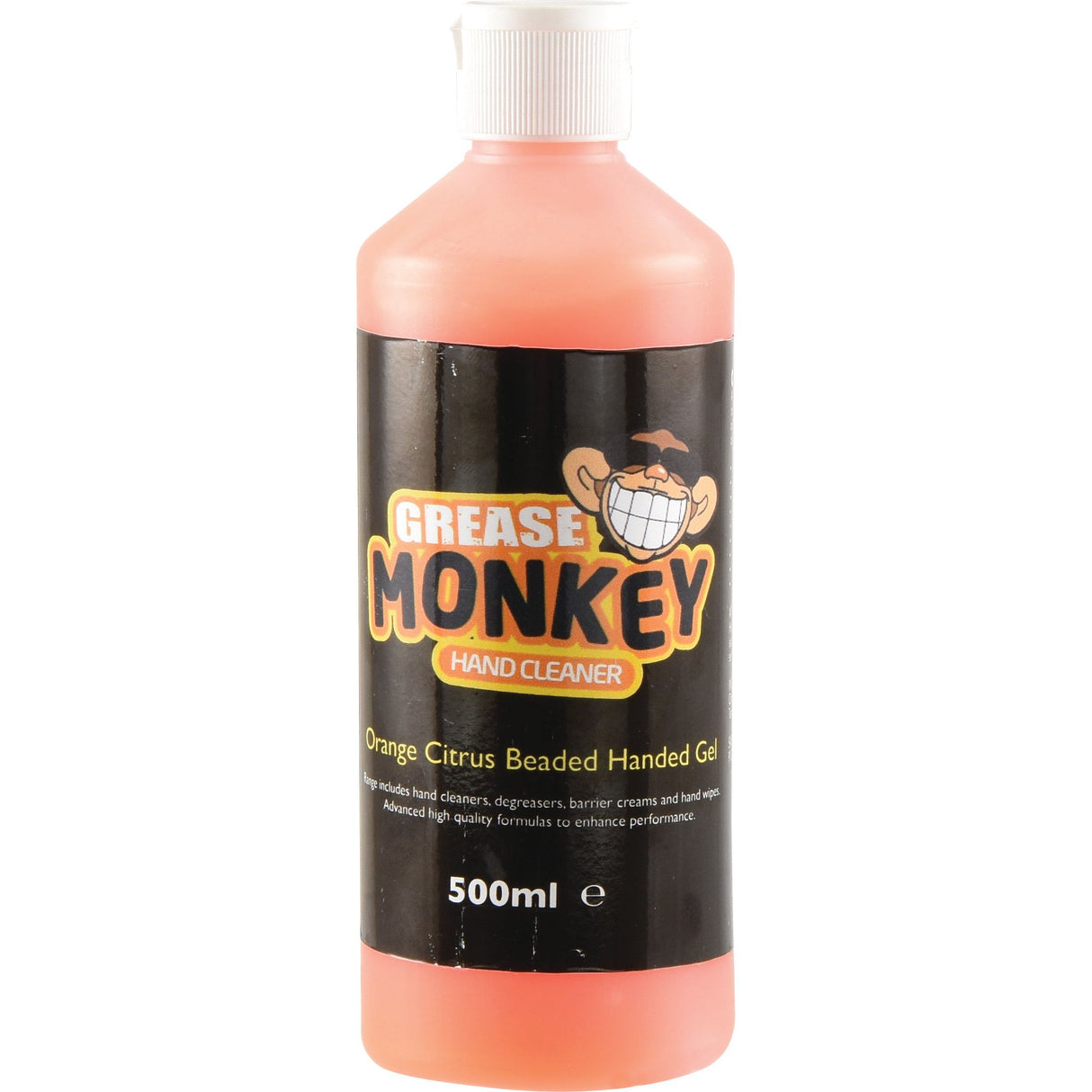 A 500ml bottle of Sparex Hand Cleanser BondLoc Grease Monkey (Sparex Part No. S.24119) with an orange citrus beaded hand gel, designed for cleaning hands and removing tough dirt and grease. This BondLoc formula ensures superior cleaning power.