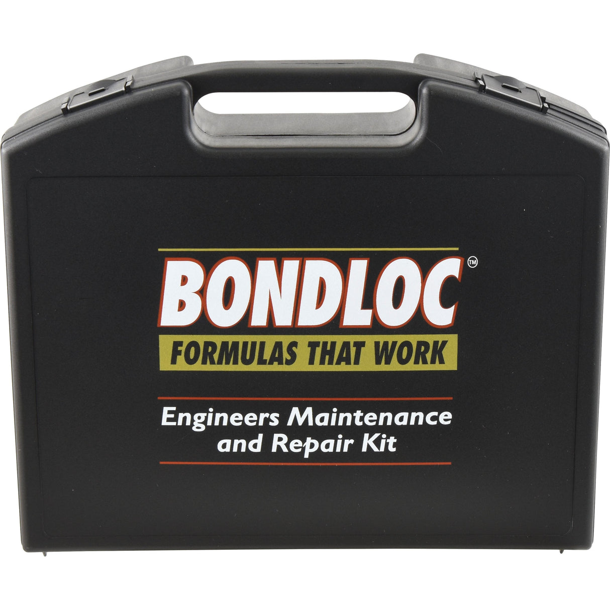 A black reinforced plastic case with a handle featuring the words "Bondloc Formulas That Work, Engineers Maintenance and Repair Kit" printed in red and yellow on the front. This is the Sparex Engineers Kit 15 pcs - S.24136.