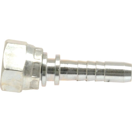 The Dicsa BSP 60° Hose Insert 1/2'' x 5/8'' Female Thread Straight Swivel (Sparex Part No. S.26534) from Sparex features a hexagonal nut on one end and a barbed shank on the other, designed for securely connecting hoses to fittings.