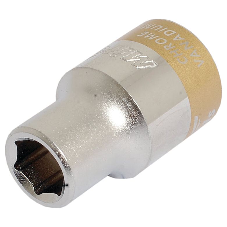 A Sparex Standard Socket 1/2'' Drive (Sparex Part No. S.26829) with a 10mm size, crafted from chrome vanadium, featuring a six-pointed star design, with a partially gold-colored upper section and a metallic finish.