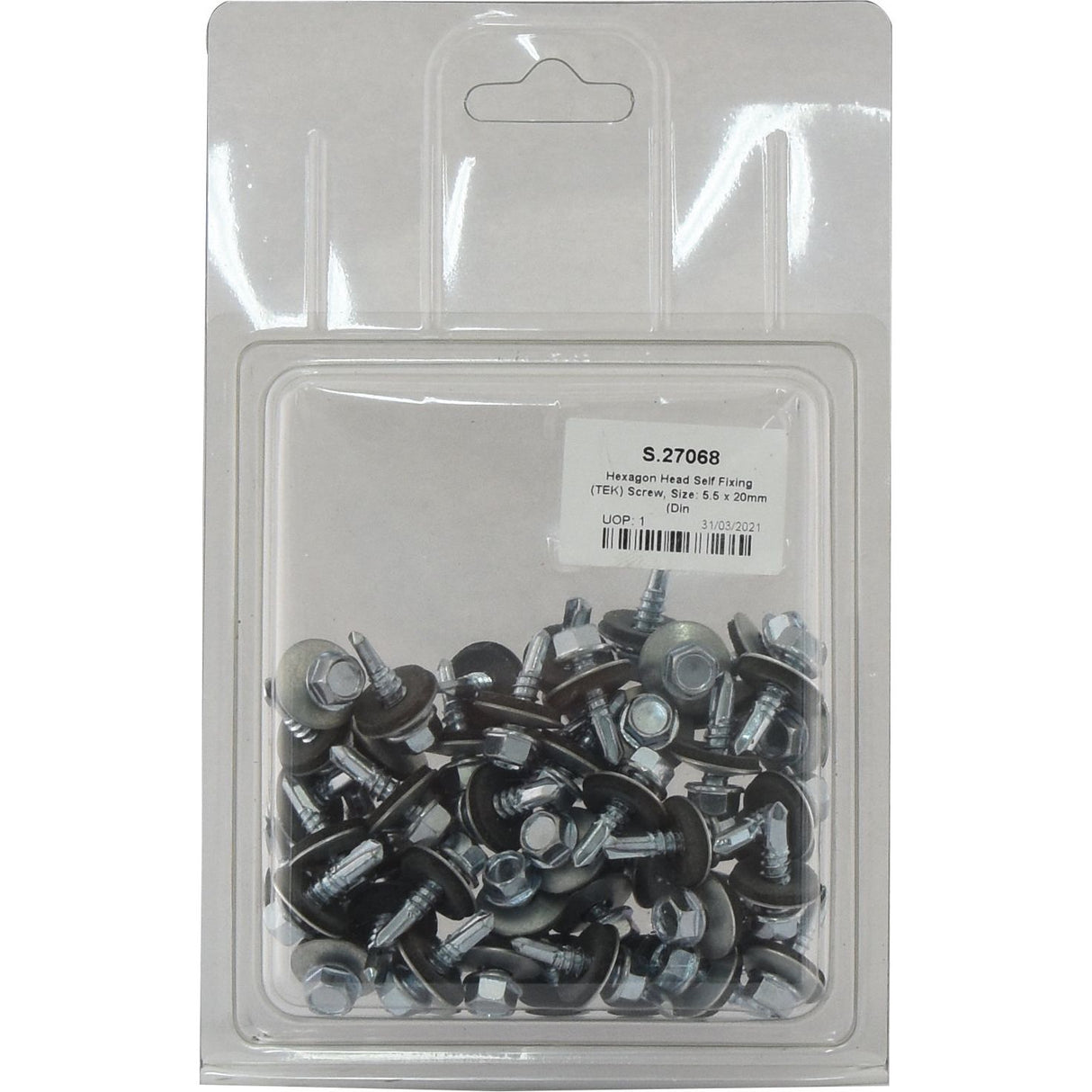 Hexagon Head Self Fixing (TEK) Screw, Size: 5.5 x 20mm (Din 7504K)
 - S.27068 - Farming Parts