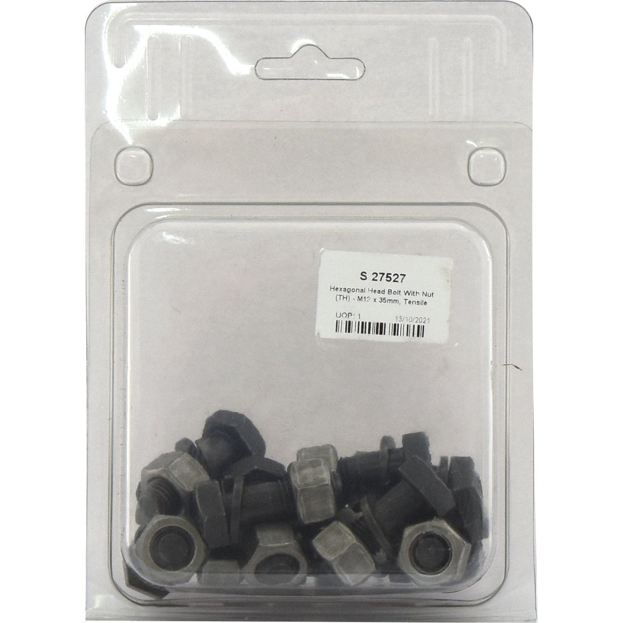 Hexagonal Head Bolt With Nut (TH) - M12 x 35mm, Tensile strength 8.8 (12 pcs. Agripak)
 - S.27527 - Farming Parts