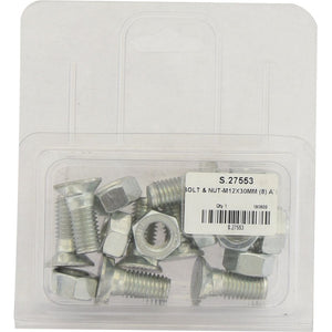 Countersunk Head Bolt 2 Nibs With Nut (TF2E) - M12 x 30mm, Tensile strength 8.8 (8 pcs. Agripak)
 - S.27553 - Farming Parts