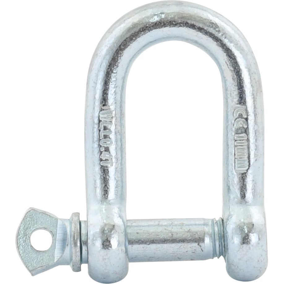 A close-up image of a Sparex Screw Type D Shackle, featuring a galvanized mild steel construction and a threaded pin. The shackle, identified by its standardized 20mm jaw width and 11mm pin diameter (Sparex Part No. S.2767), is designed for securing cables, chains, and ropes.