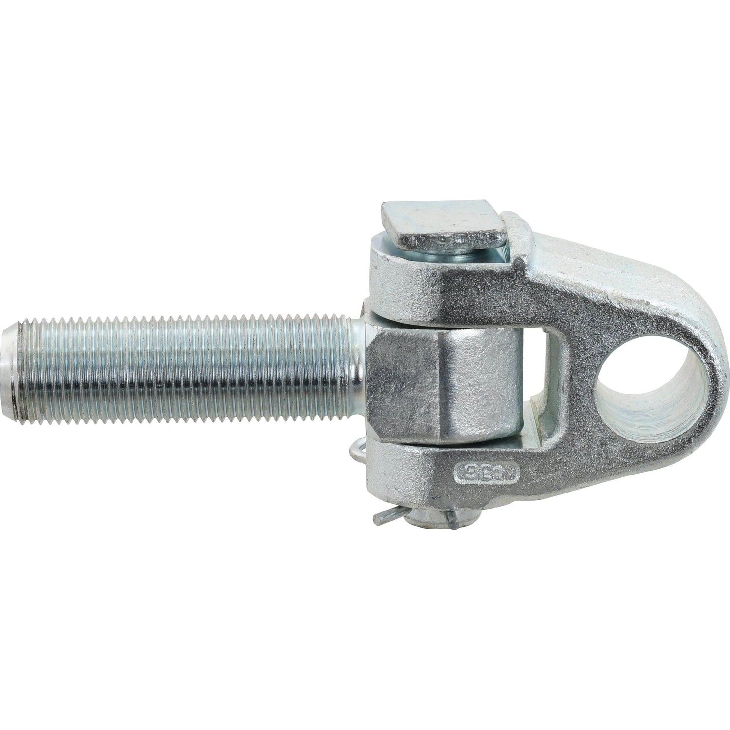The Sparex Top Link Knuckle Thread - Cat.3 (Sparex Part No. S.29339) is a metal threaded bolt featuring an M36x3 RH thread size, an attached hinge, and a circular hole designed for connection or fastening purposes, with precise overall length specifications.