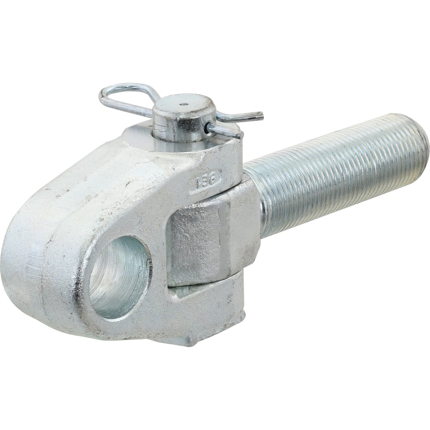 Sparex's Top Link Knuckle Thread - Cat.3 (part number S.29339) with a thread size of M36x3 RH, is a metal clevis with pin and bolt end, featuring an overall length of precise measurement.