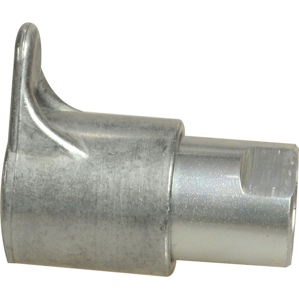 The product is a Stauff Quick Release Hydraulic Coupling Female 1/2'' Body x M22 x 1.50 Metric Female Thread, Sparex Part No.S.30216, crafted from durable carbon steel and featuring a metallic, cylindrical design with a protruding wing-like structure on one side, making it a specialized adapter or connector component.
