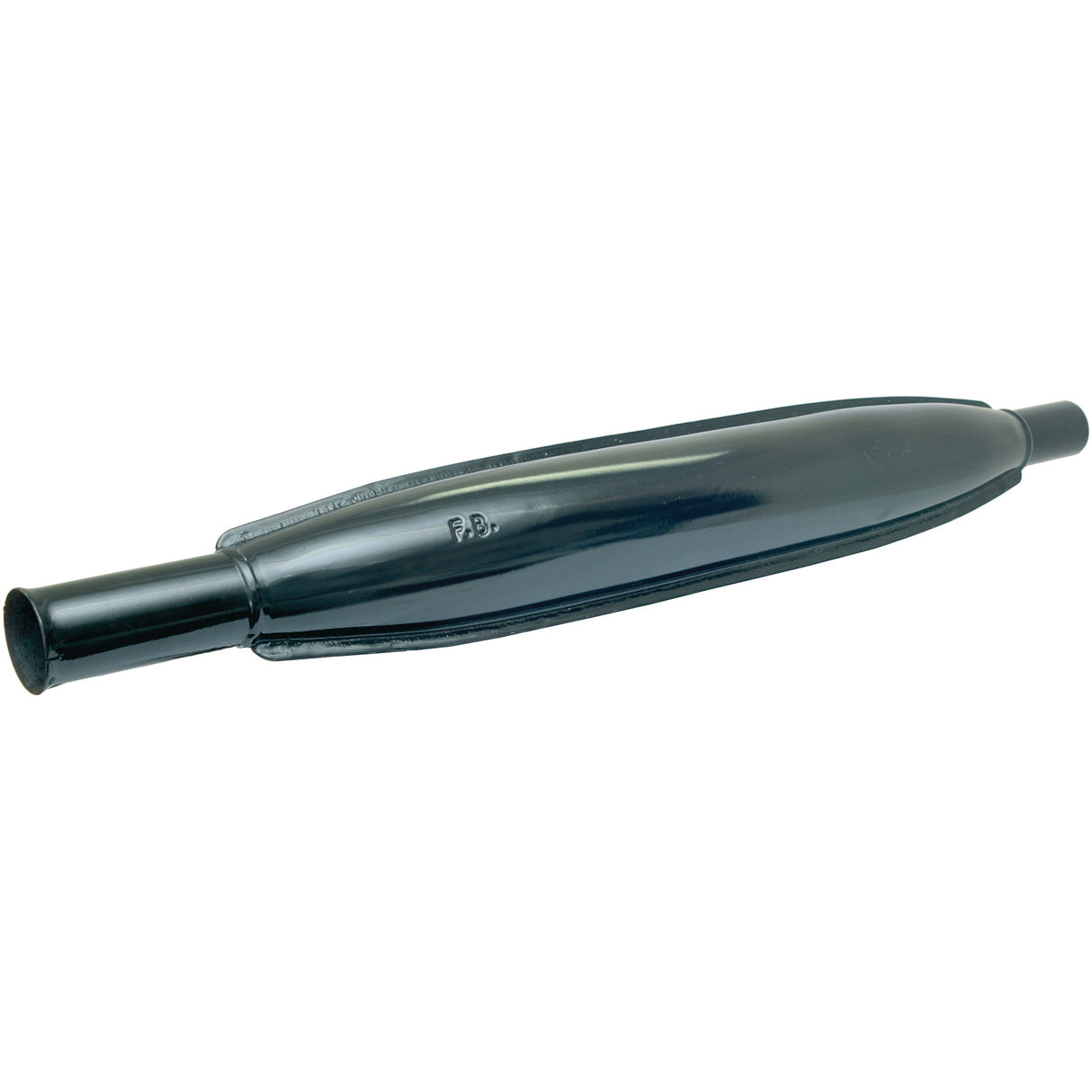The Silencer - Vertical - S.31100 by Sparex is a black cylindrical motorcycle exhaust muffler featuring a tapered design and small diameter outlet, offering high performance. Suitable for various models and made with precision craftsmanship, this product's specifications ensure enhanced efficiency.