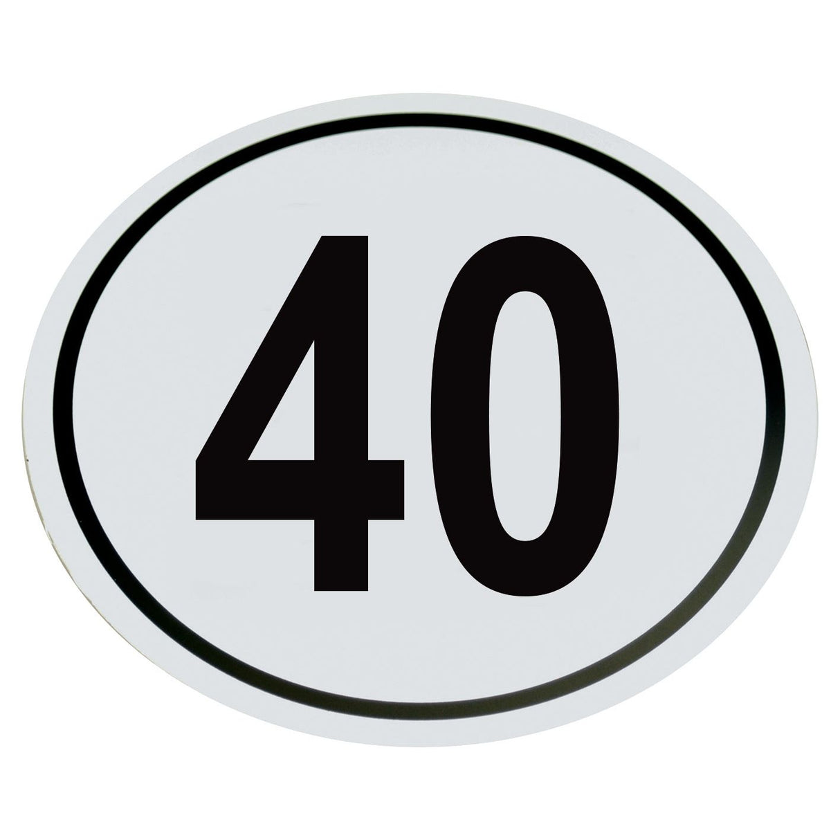 The Speed Limit Sign 40KM/H - S.31374 by Sparex is a white oval sign with a black number 40 centered inside, suitable for various applications.