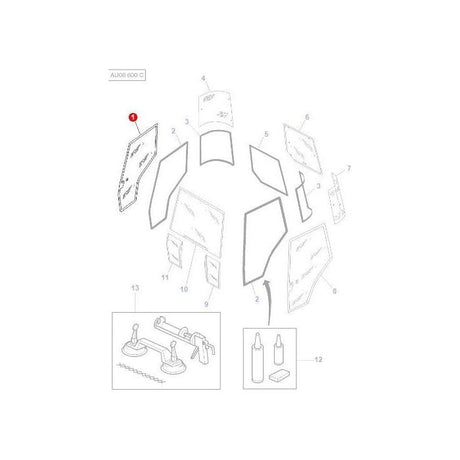 Massey Ferguson - Door Glass R/H - 3907222M1 - Farming Parts