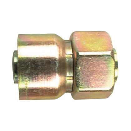 Close-up of a hexagonal metal coupling nut attached to the Parker Metric Hose Insert 1/4'' x M16 x 1.50 Female Straight Swivel Heavy Series - S.3421604 by Sparex, showcasing precise specifications.