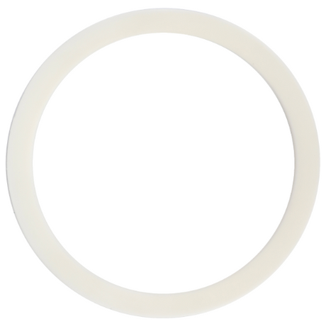 A white, circular ring set against a plain backdrop, echoing the precision characteristic of AGCO's Massey Ferguson - Gasket - 3712074M1 from the Massey Ferguson 3000 Series tractor parts.