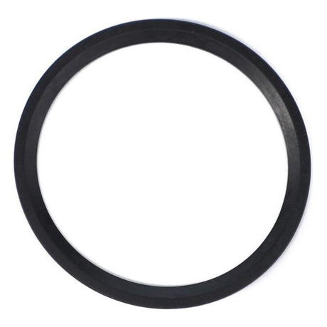 A black rubber O-ring, known as the Massey Ferguson - Gasket - 380021X1 by AGCO, often utilized as a wet clutch strainer gasket, on a white background. Ideal for many Massey Ferguson models where genuine gaskets are required.