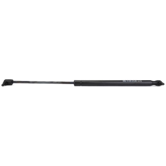A black Gas Strut with mounting brackets on both ends, compatible with Massey Ferguson machinery, is showcased against a white background. This specific model is the Massey Ferguson - Door Strut - 3904695M1 from AGCO.