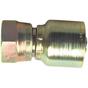 The Sparex Parker Metric Hose Insert 1/4'' x M20 x 1.50 Female Straight Swivel Gas Series - S.3912004, features a brass metal coupling connector with a threaded end and a smooth cylindrical body, designed for a 1/4 hose inner diameter.