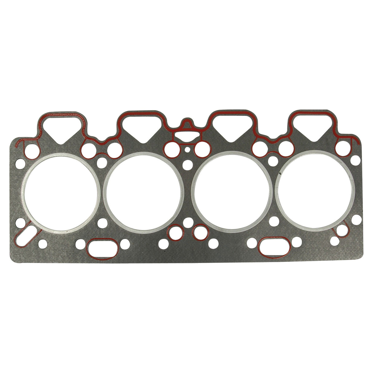 The Sparex Head Gasket (Part No. S.41951) for Perkins engines such as the A4.236, A4.212, and A4.248 features four circular cutouts and numerous holes, made from a combination of metallic and rubberized materials, ideal for engine performance and reliability.
