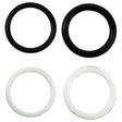 Image of four O-rings, two black and two white, arranged in a 2x2 grid, showcasing Sparex product specifications for Seal Repair Kits for Quick Release Couplings 1/2'' (Fits: S.4349) with Sparex Part No. S.4300.