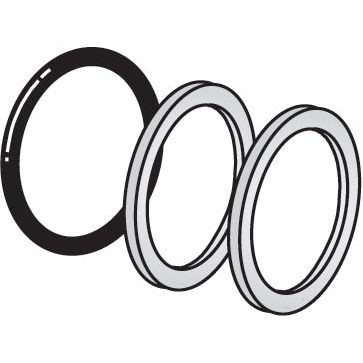 A cylindrical seal ring assembly with three rings: one black ring on the left and two gray rings on the right, as detailed in Sparex product specifications S.4300 for Seal Repair Kits for Quick Release Couplings 1/2'' (Fits: S.4349).