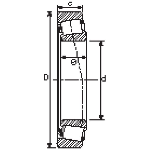 Technical drawing of a cylindrical component, specifically the Sparex Taper Roller Bearing (07100S/07210X) - S.45, with cross-sectional shading. Annotated with dimensional labels D, d, and C indicating critical measurements in metric units of height and diameters.