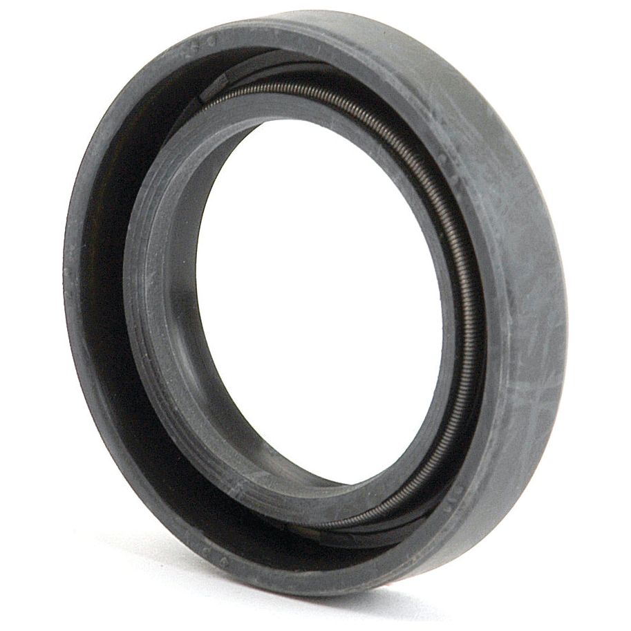Close-up of a circular mechanical seal with a visible inner spring, designed for preventing leaks and contamination in machinery. The Sparex Metric Rotary Shaft Seal (Sparex Part No.S.50204) features a double lip and measures 25 x 37 x 7mm.