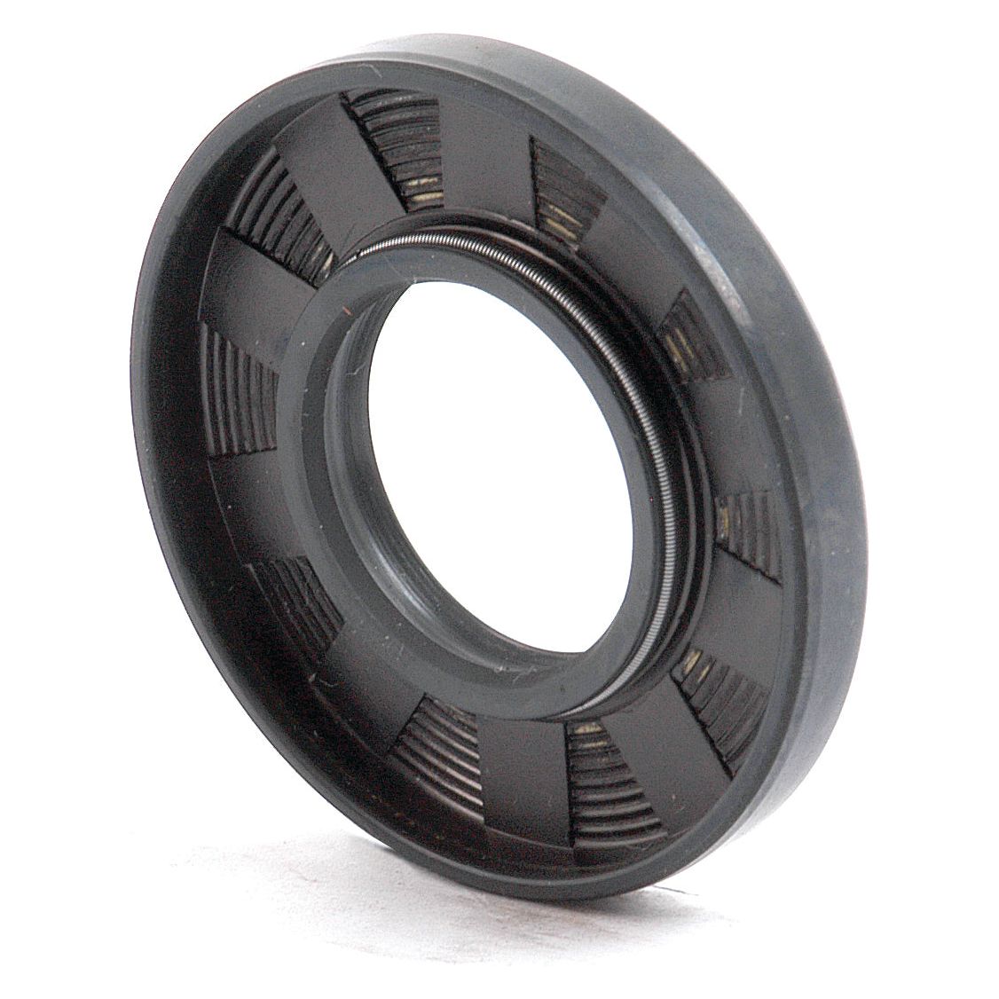 The Sparex Metric Rotary Shaft Seal (Part No. S.50215) is a black circular rubber component featuring ridges and is commonly used in machinery. This double lip seal has dimensions of 25 x 52 x 7mm.