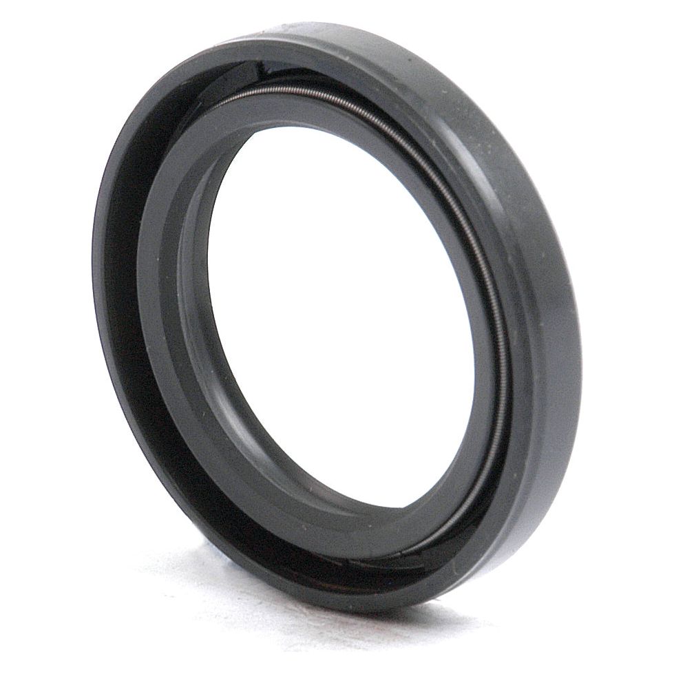 The Sparex Metric Rotary Shaft Seal, part number S.50255, is a black rubber oil seal with a circular shape and a metal spring inside, also known as a 32 x 45 x 7mm Double Lip Metric Rotary Shaft Seal.