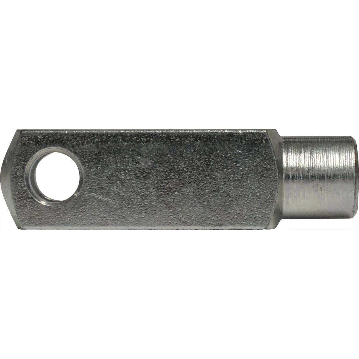 The Sparex Metric Clevis End M8 (DIN 71751), known as Sparex Part No. S.51320, features a metal clevis pin with a circular hole on one end and a smooth cylindrical shaft on the other. It is ideal for use in Metric Clevis End M8 applications or as spare parts.