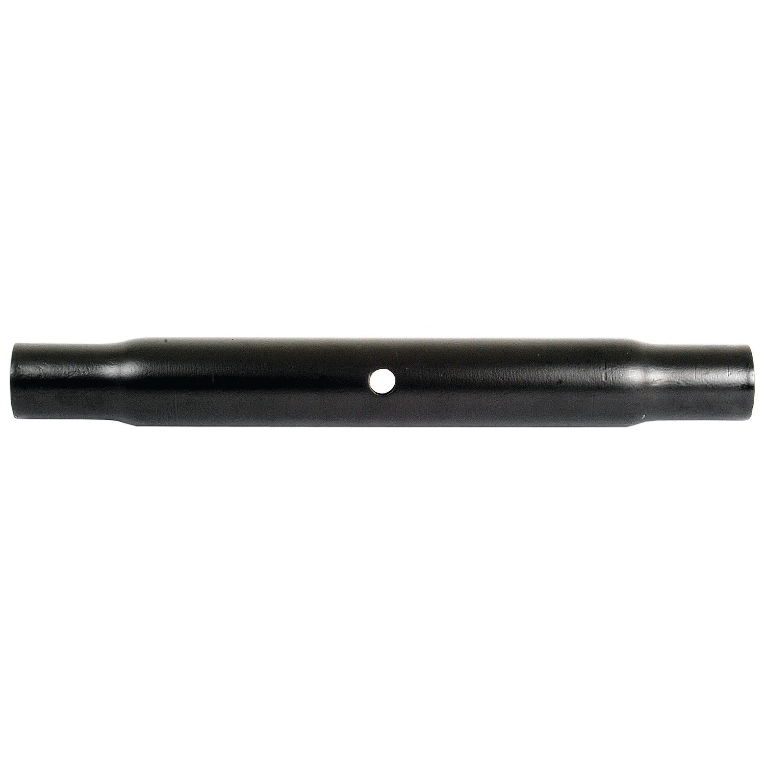 A black cylindrical metal rod, the Top Link Centre Tube - M40x3 Metric (483mm), S.52390 by Sparex, featuring a single hole in the center.