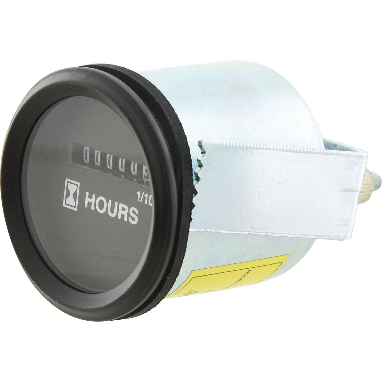 The Sparex Hourmeter (Part No. S.52672) is a cylindrical, 12/24V electrical device with a black bezel and metallic body that displays accumulated hours through a small window, making it ideal for tracking the operational hours of equipment.
